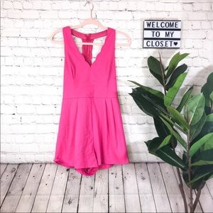 Lush Pink Romper Scalloped Racerback